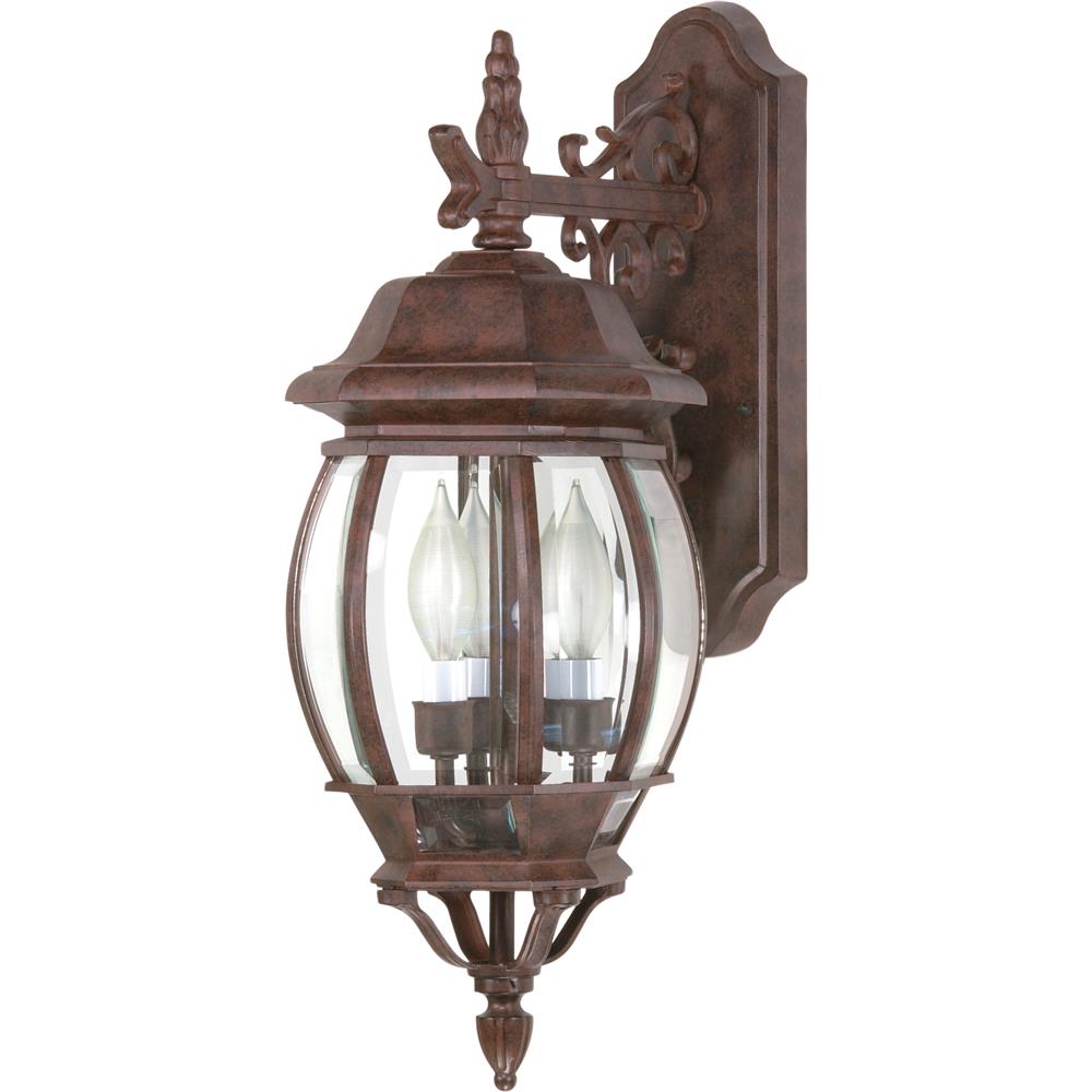 Nuvo Lighting 60/892  Central Park - 3 Light - 22" - Wall Lantern with Clear Beveled Glass in Old Bronze Finish
